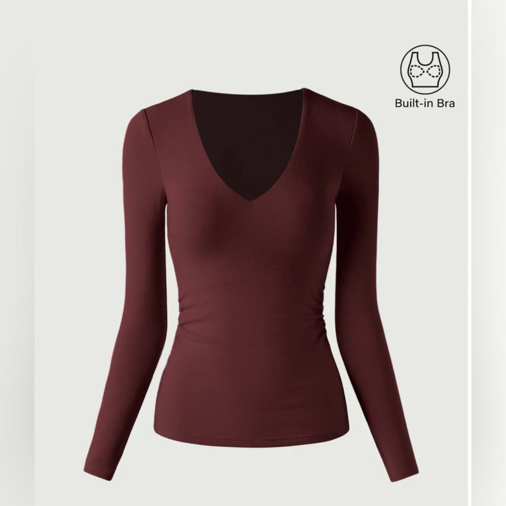 OGL Mid Thermal Ruched V-Neck Brami Top Ruby Size XXL